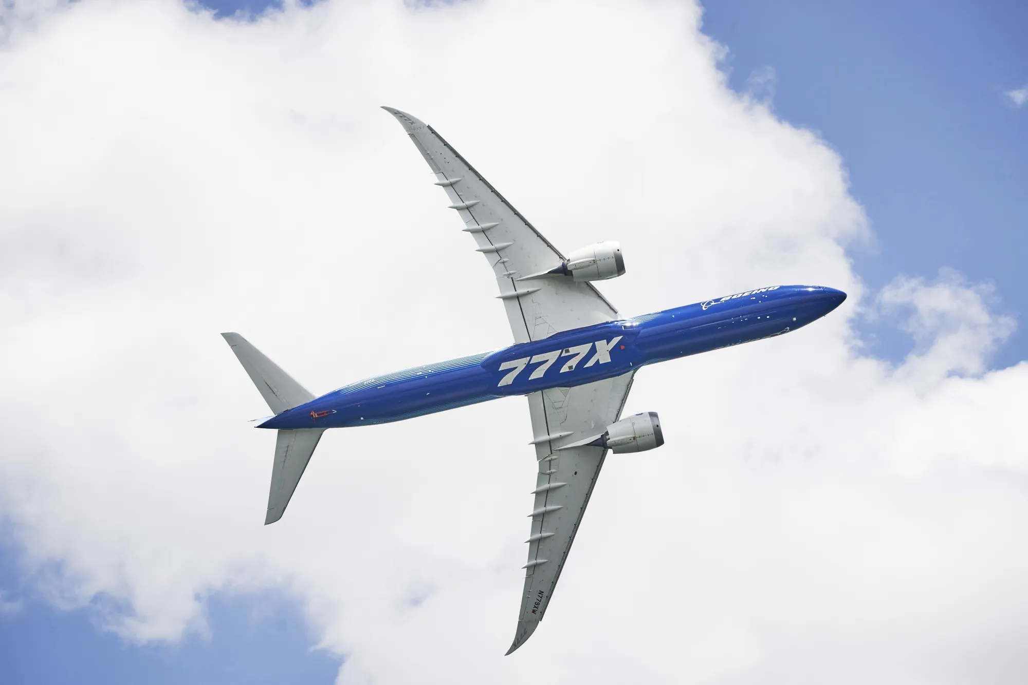 A Boeing Co. 777X aircraft performs maneuvers during the Singapore Airshow in February.