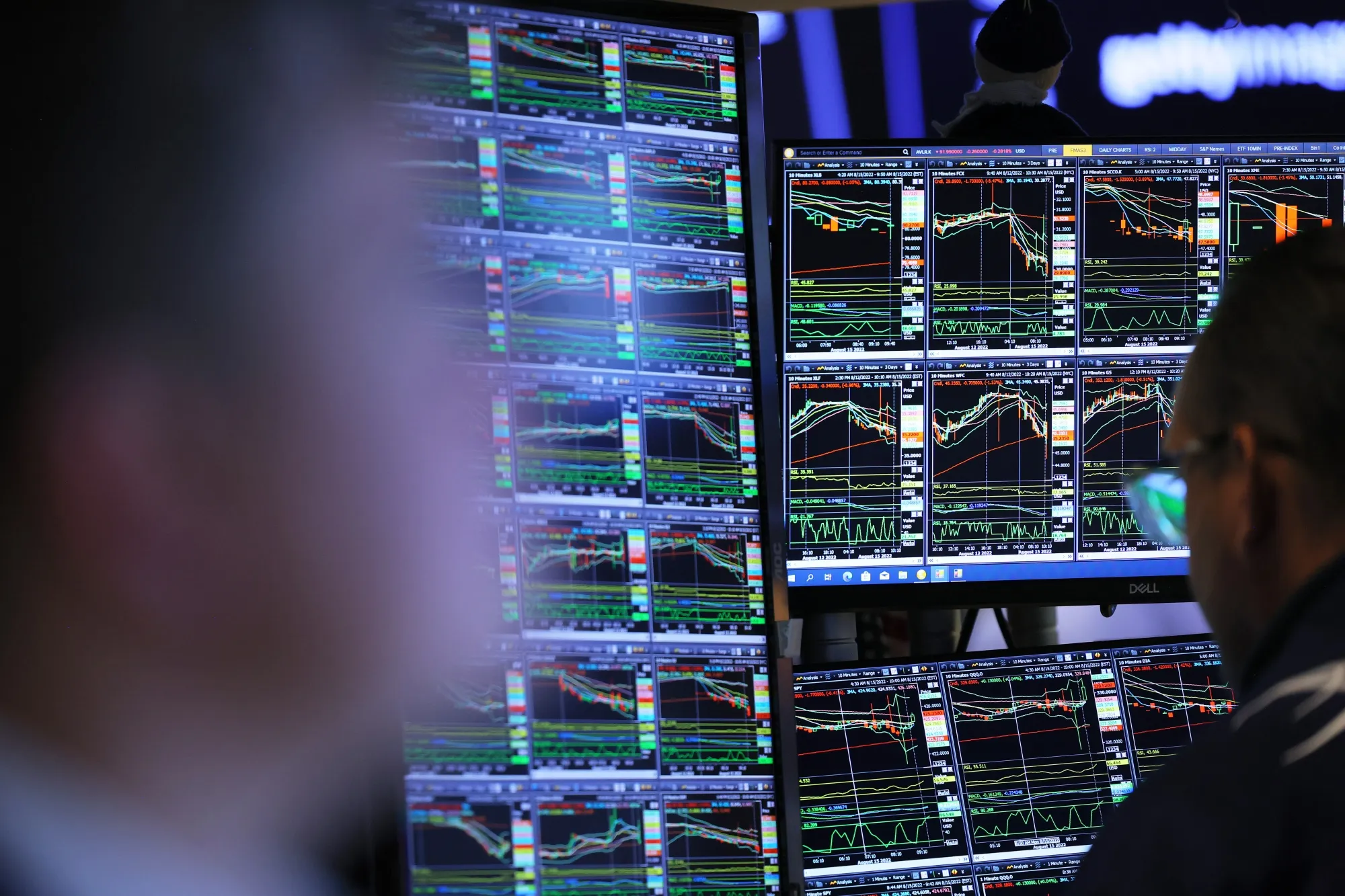 Traders work the floor of the New York Stock Exchange.
