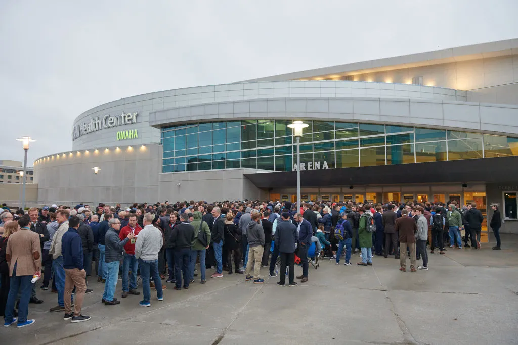 Lining up to enter the 2024 Berkshire Hathaway annual meeting in Omaha, Nebraska.