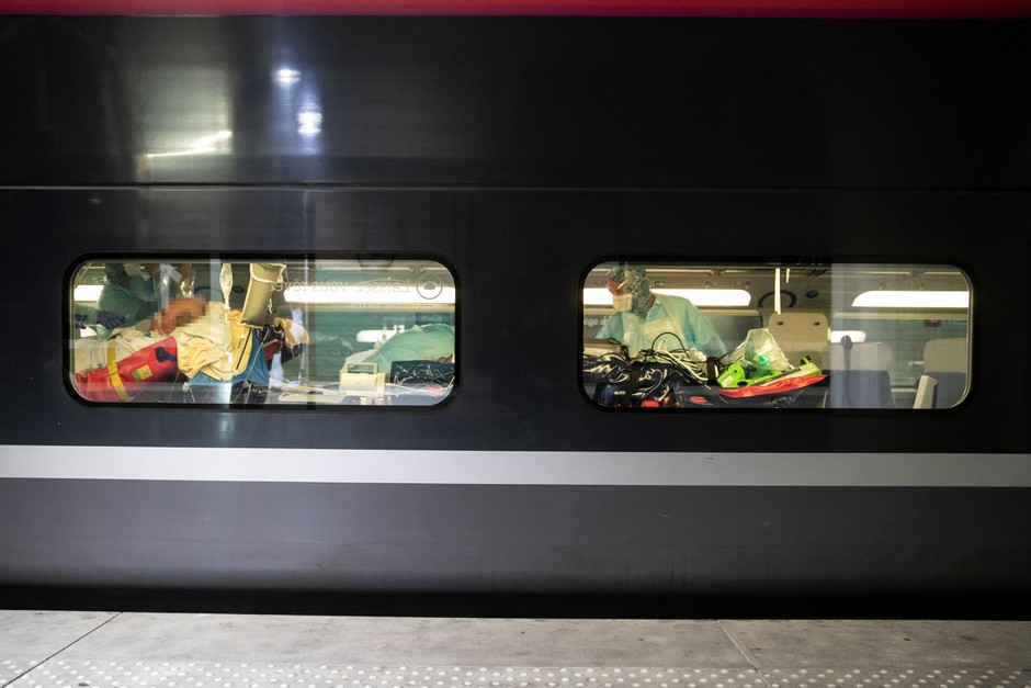 All aboard: In April, patients traveled by train to western France, where hospitals had greater capacity to treat Covid-19.