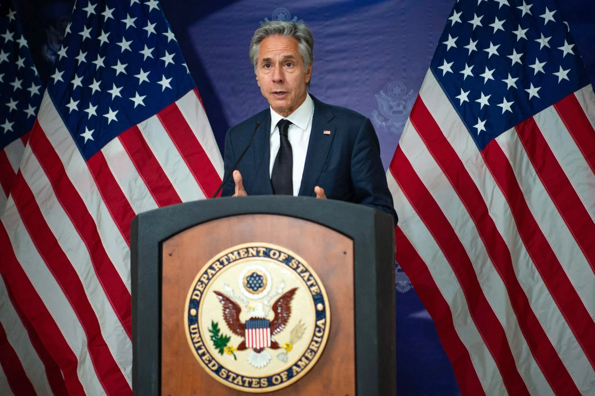 Antony Blinken in Port Au Prince, Haiti, on Sept. 5.