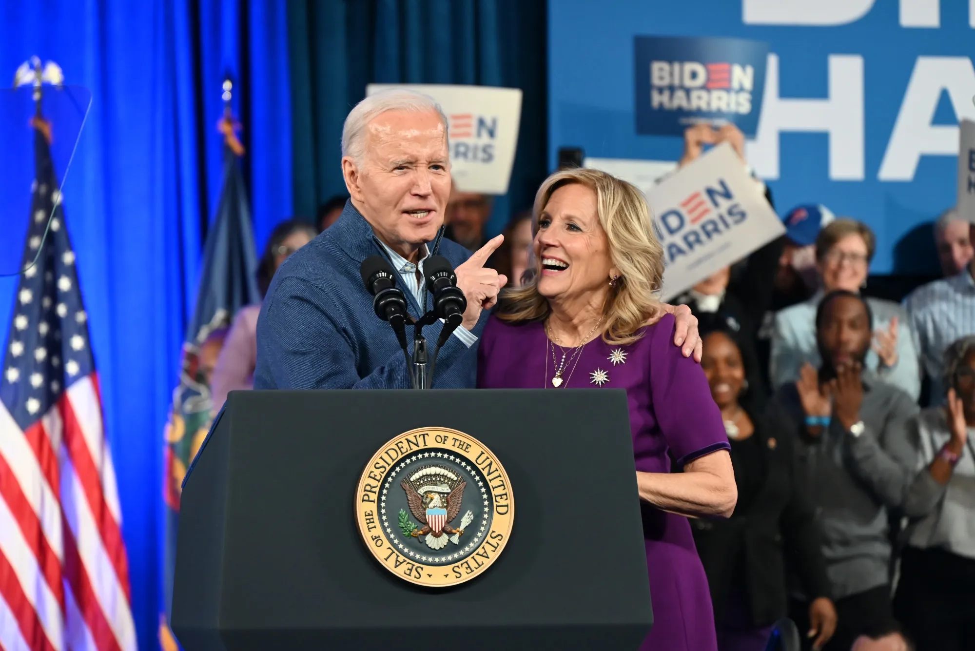 Joe Biden, with U.S. First Lady Jill Biden at a campaign event in Wallingford, Pennsylvania, US, on March 8.