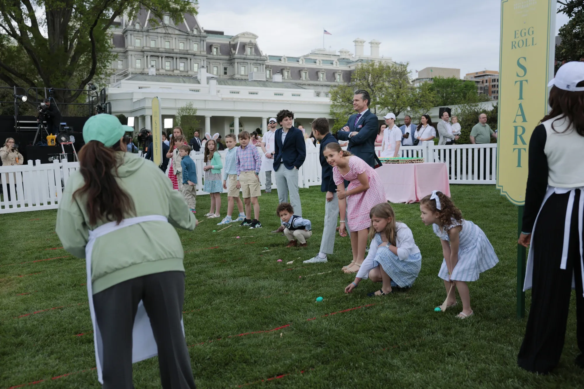 Children participate in the White House Easter Egg Roll on the South Lawn of the White House in Washington on April 21.