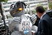 An inflatable rat with a sign referring to Argentina at a 2012 protest in Washington outside a conference of the Council of the Americas.