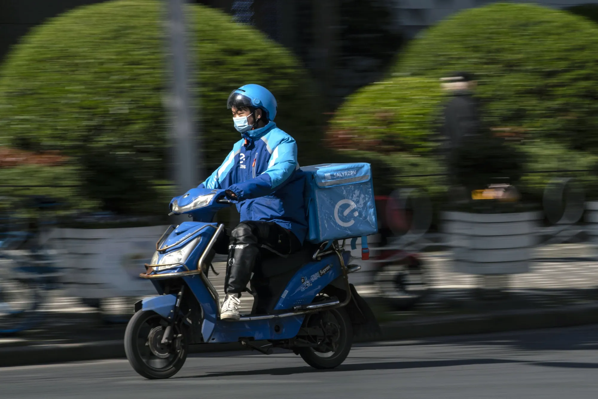 An Ele.me courier in Shanghai.