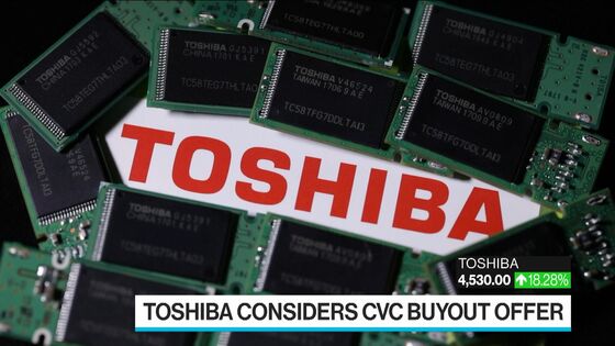 Toshiba Surges 18% Limit After CVC Capital Makes Buyout Offer