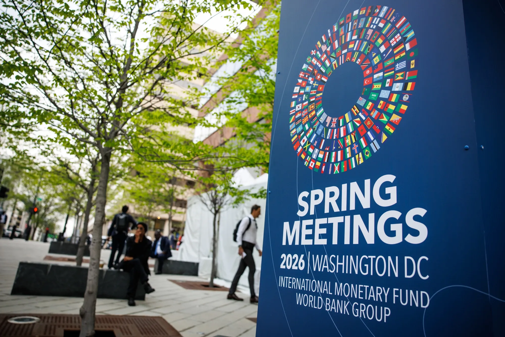International Monetary Fund signage in Washington.