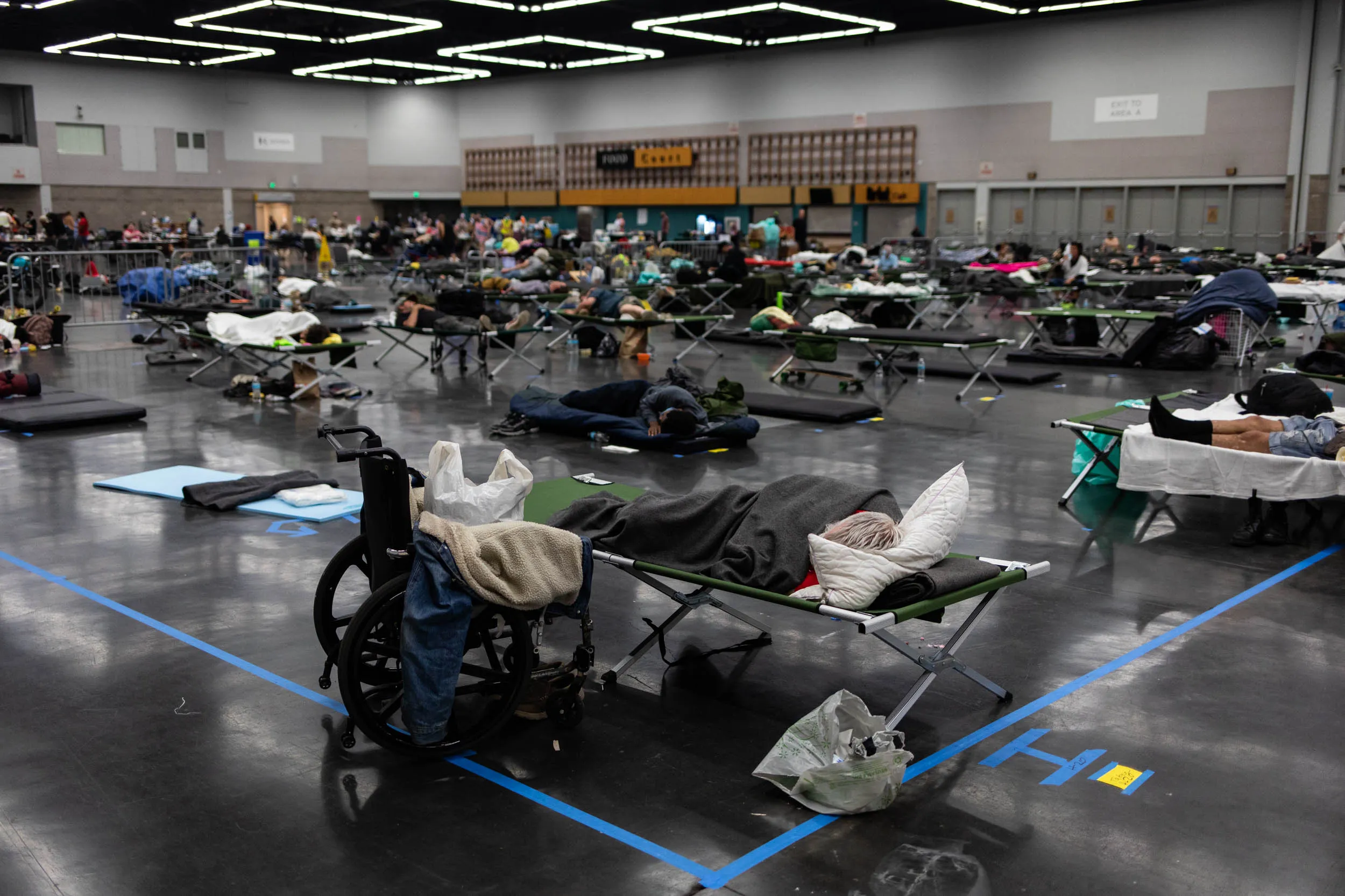 Residents at a cooling center during a heatwave in Portland, Oregon, on&nbsp;June 28, 2021.