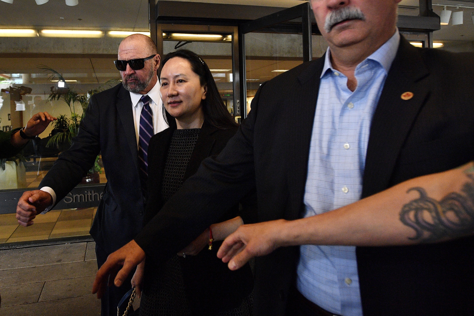 Meng Wanzhou, chief financial officer of Huawei Technologies Co., leaves the Supreme Court following a hearing in Vancouver, British Columbia, Canada, on Wednesday, May 8, 2019.