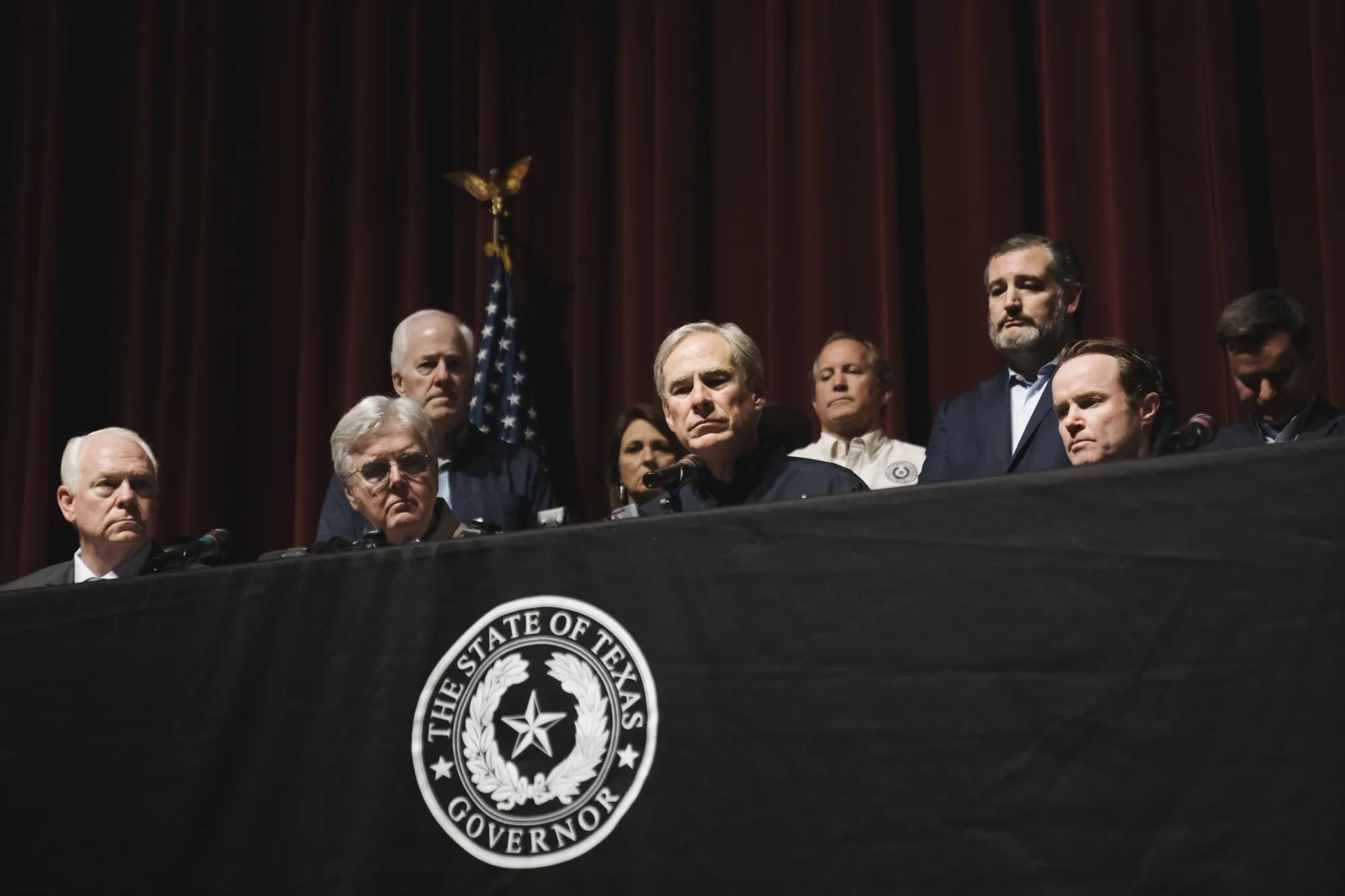 Greg Abbott attends&nbsp;a news conference following the&nbsp;mass shooting at a school&nbsp;in Uvalde, Texas.