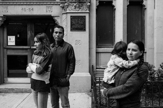 The Tonito family stands on a street in the Queens borough of New York.