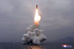 An underwater-launched missile lifts off near Wonsan, North Korea on Oct. 2.