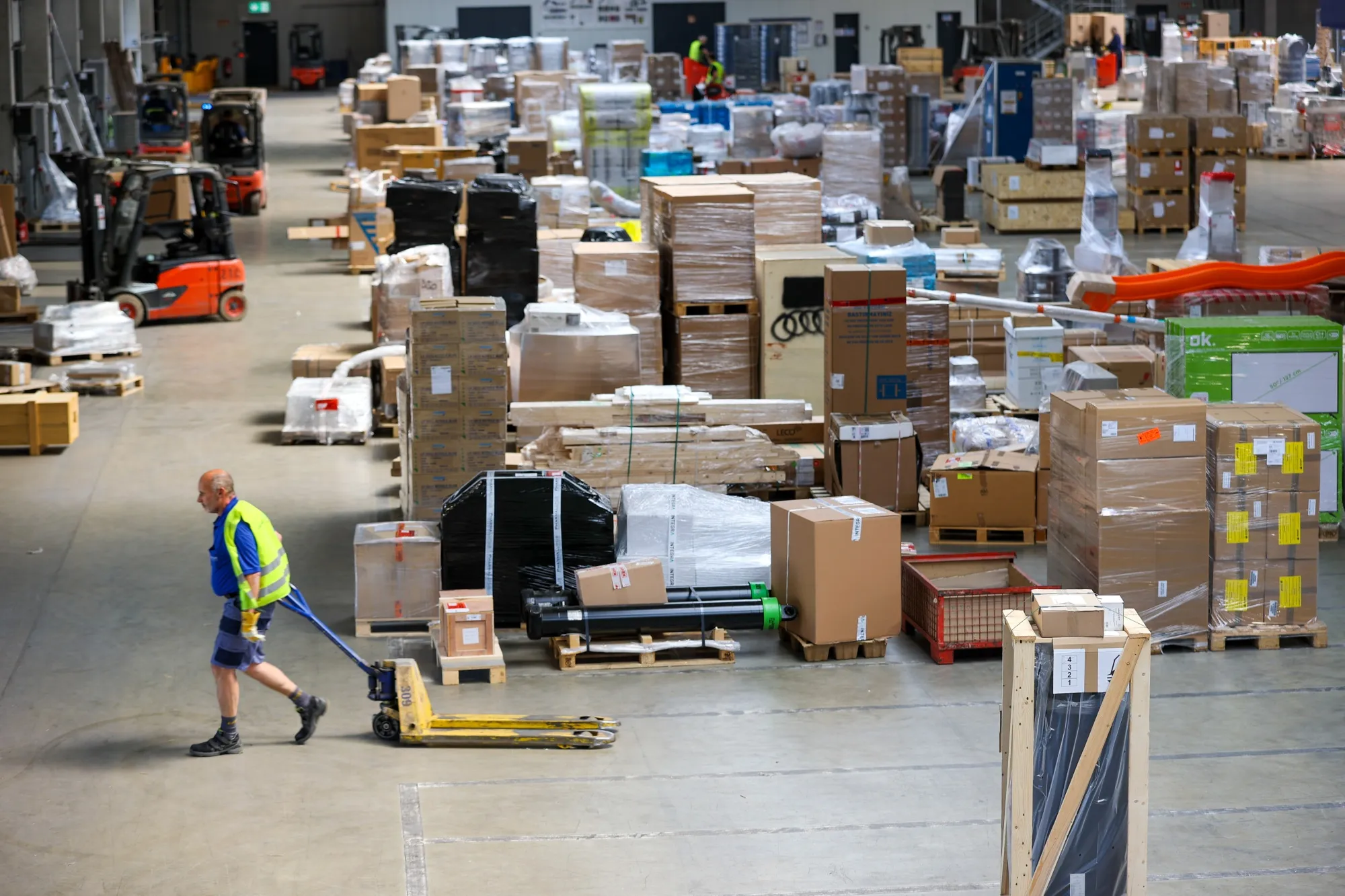 An employee at a&nbsp;logistics center in Haiger, Germany.&nbsp;