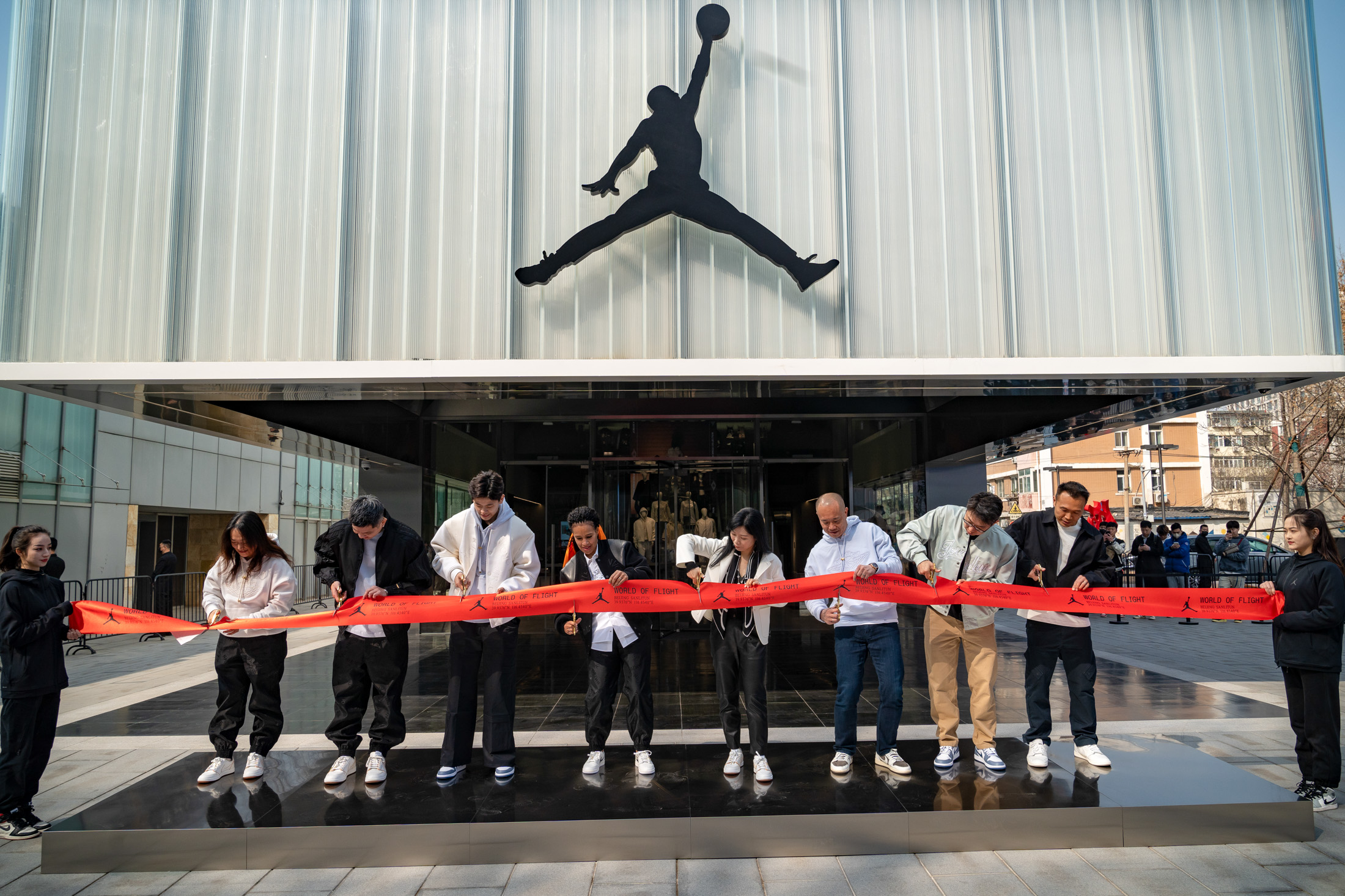 Cutting the ribbon during&nbsp;the opening of Nike’s Jordan-specific World of Flight store in Beijing in March.&nbsp;