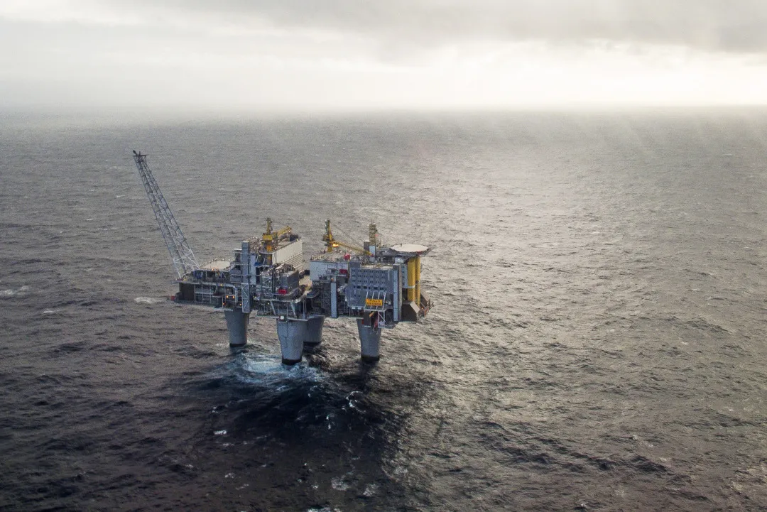 A natural gas platform in the North Sea, Norway.