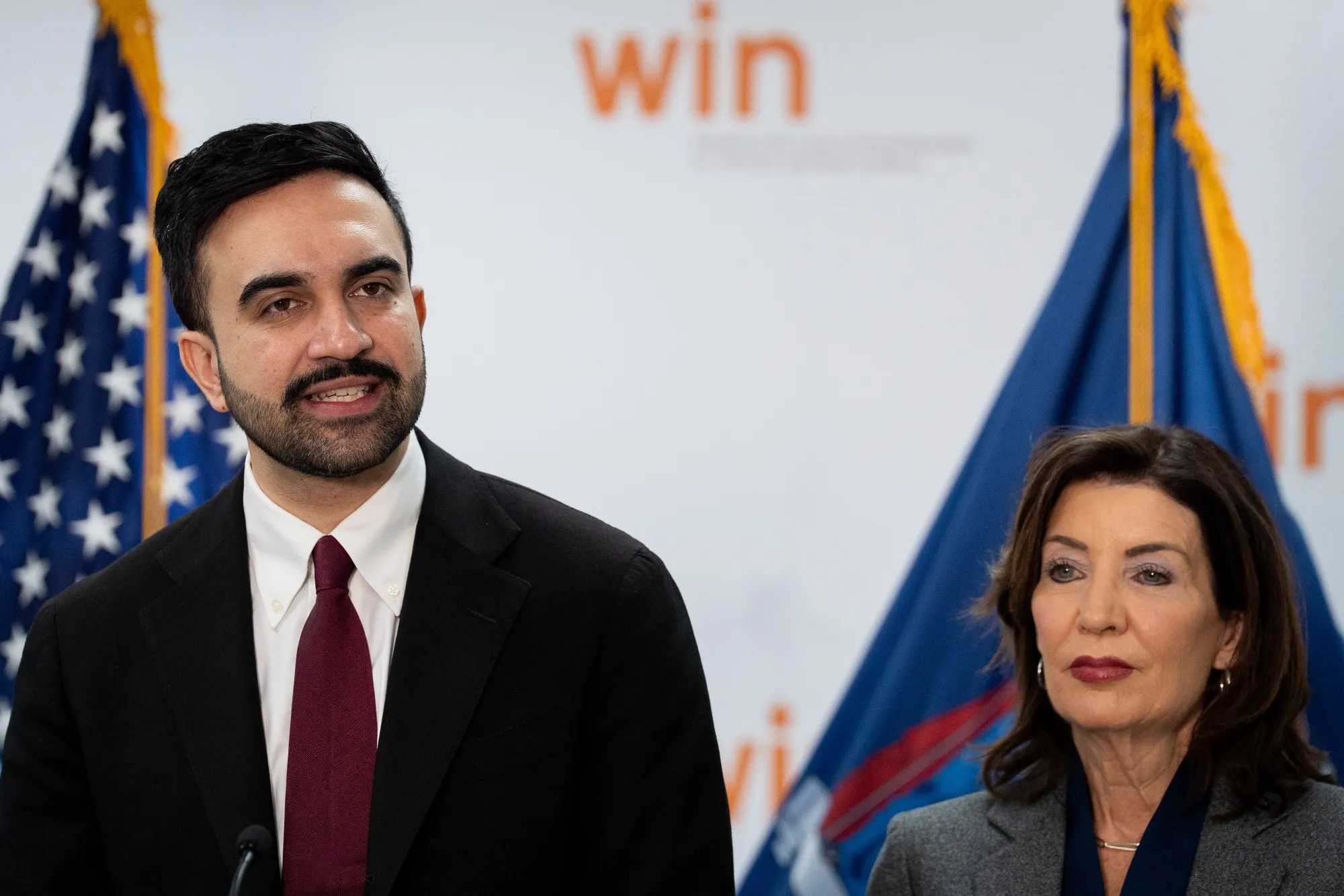 Zohran Mamdani and Kathy Hochul in New York.