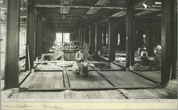 "Workers having lunch."