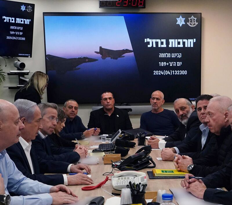 Israel's war cabinet, chaired by Prime Minister Benjamin Netanyahu in Tel Aviv, Israel on April 14.
