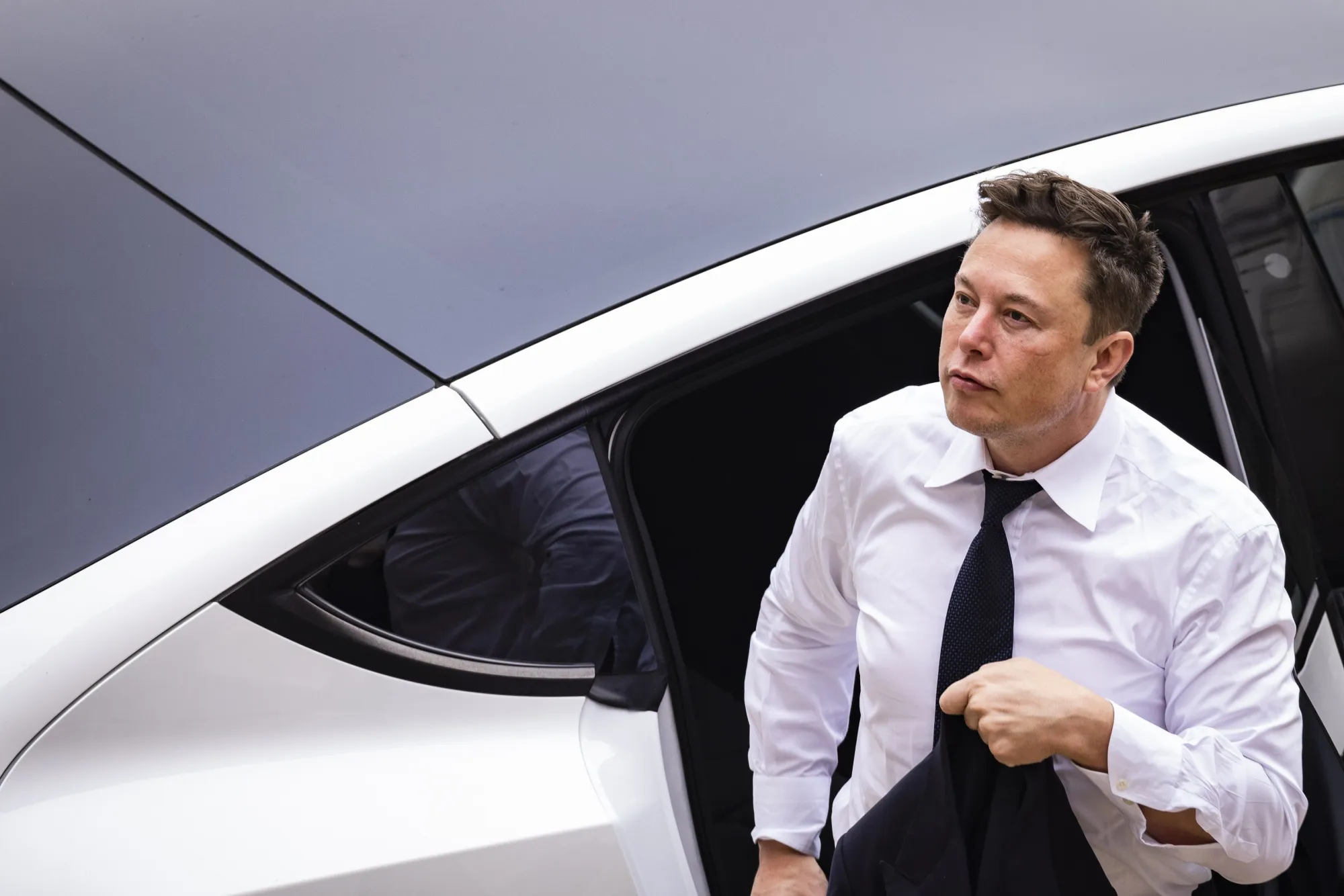 Elon Musk arrives at court for the SolarCity trial in Wilmington, Delaware, on July 13.