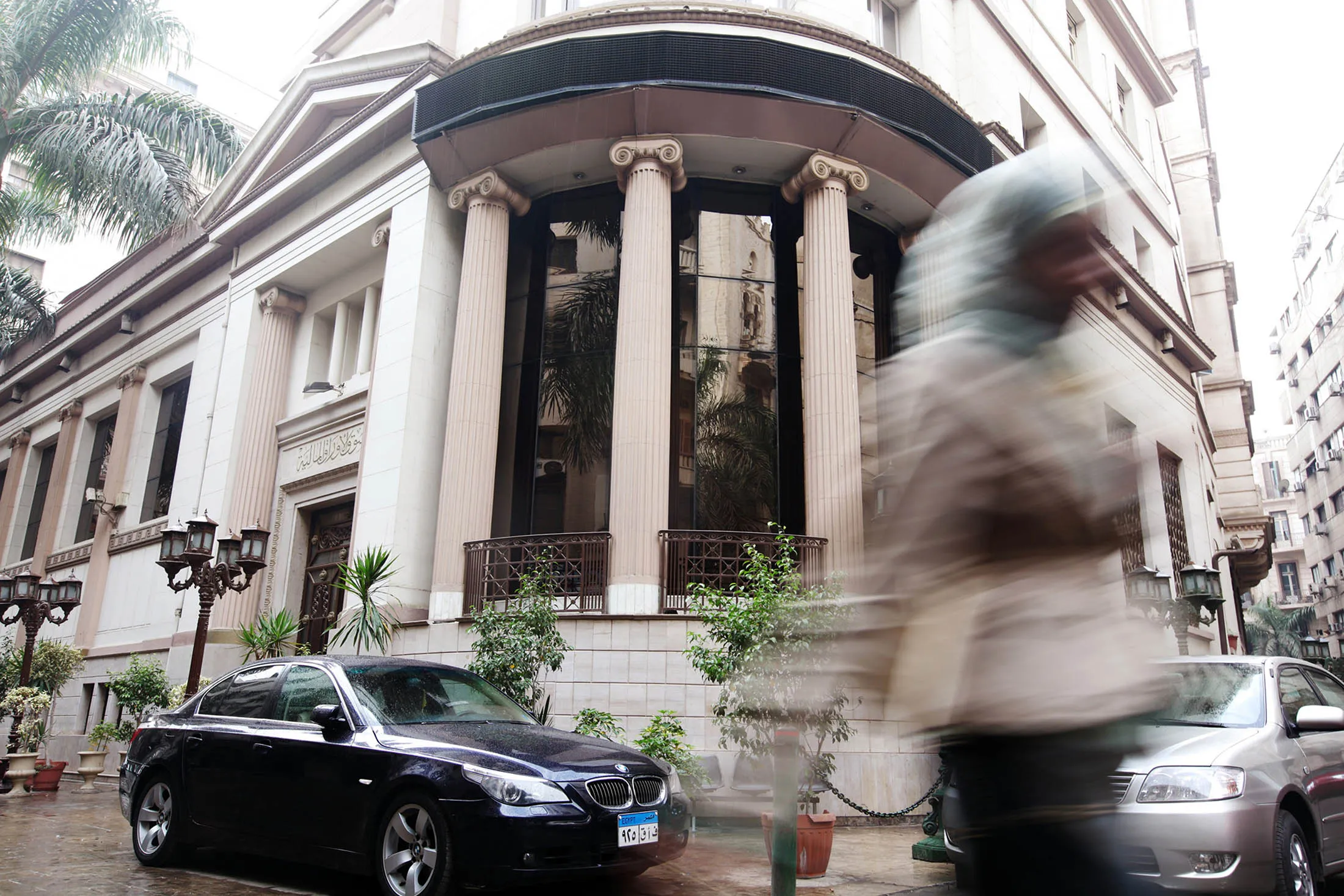 The exterior of the Egyptian stock exchange is seen in Cairo, Egypt, on Wednesday, Dec. 29, 2010. Egypt's benchmark EGX30 Index may gain as much as 24 percent next year as higher crude prices boost money available for investments by Persian Gulf countries, EFG-Hermes Holding SAE said.
