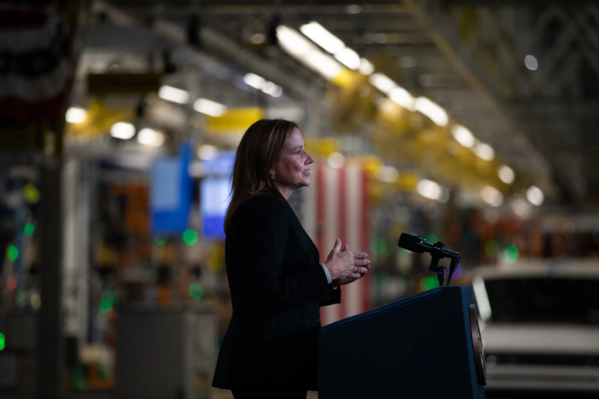 Mary Barra at General Motors’&nbsp;Factory ZERO all-electric vehicle assembly plant in Detroit.&nbsp;