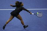 Serena Williams plays a backhand during her defeat to Ajla Tomlijanovic.