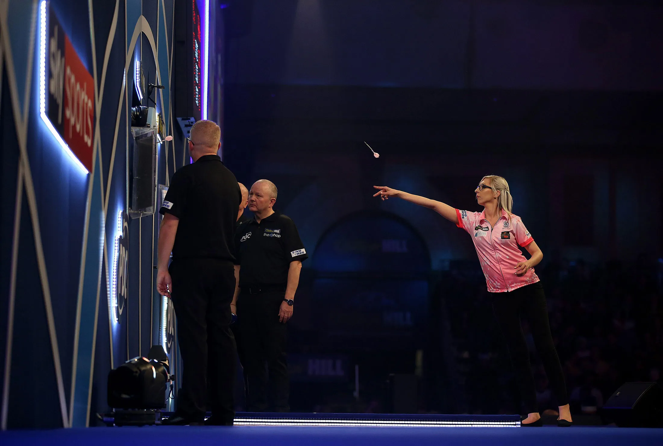 Fallon Sherrock in action during day nine of the World Darts Championship at Alexandra Palace in London on Dec. 21, 2019.