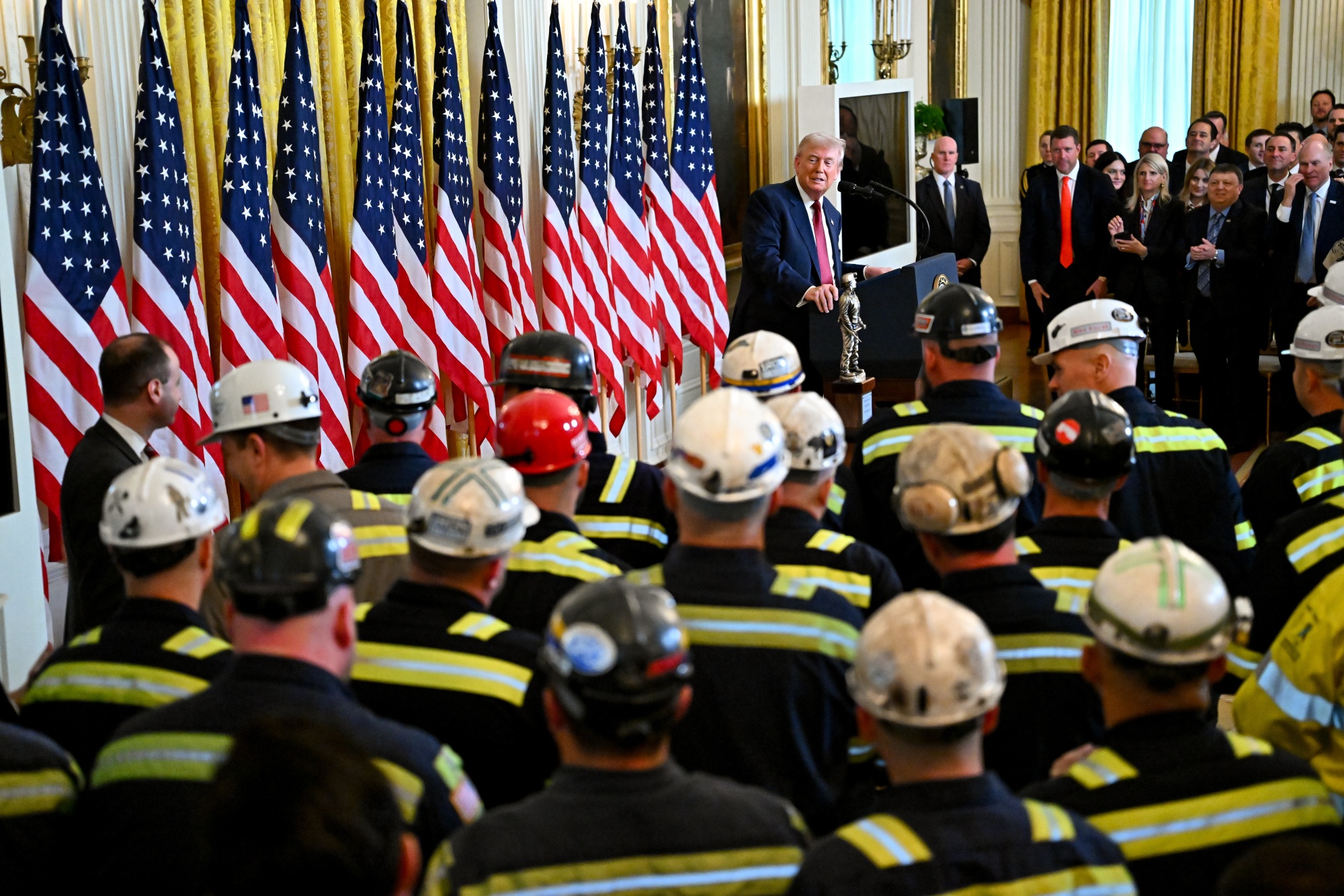 US President Donald Trump speaks during a “Champion of Coal” event in the East Room of the White House in Washington on Feb. 11. Photographer: Graeme Sloan/Bloomberg