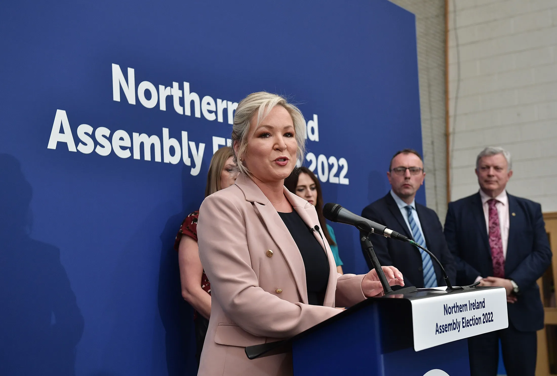 Michelle O’Neill makes her election acceptance speech in Magherafelt on May 7.