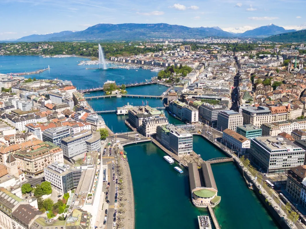 The Geneva, Switzerland skyline.