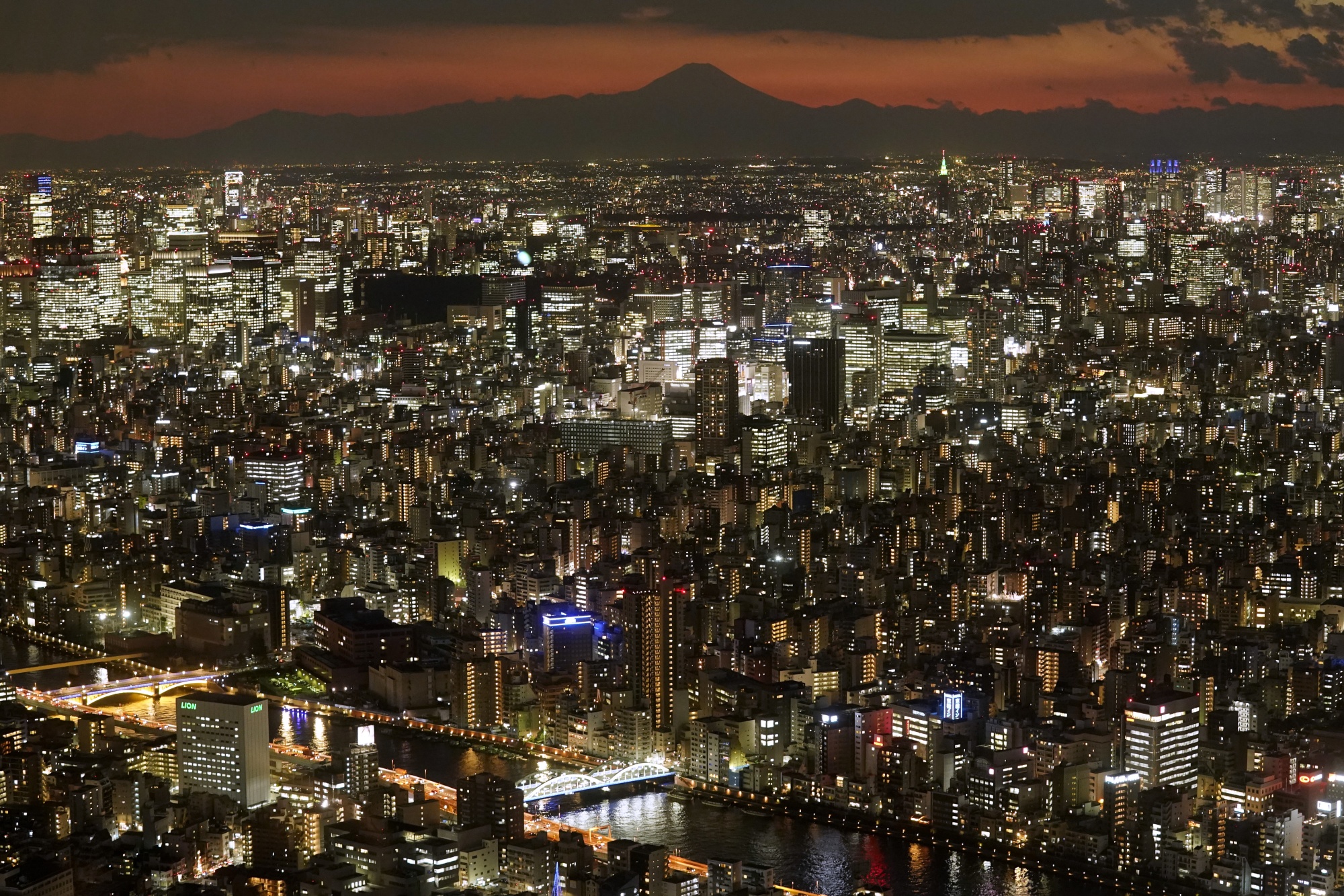 The city of Tokyo from Skytree, the world’s tallest broadcasting tower at 634 meters.