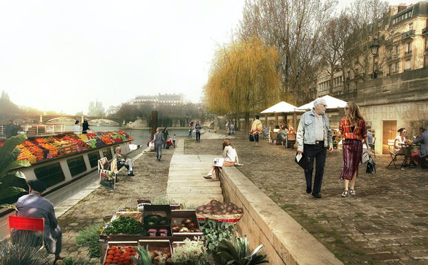 Sections of the lower quays of the Seine will be transformed into pedestrian promenades. 