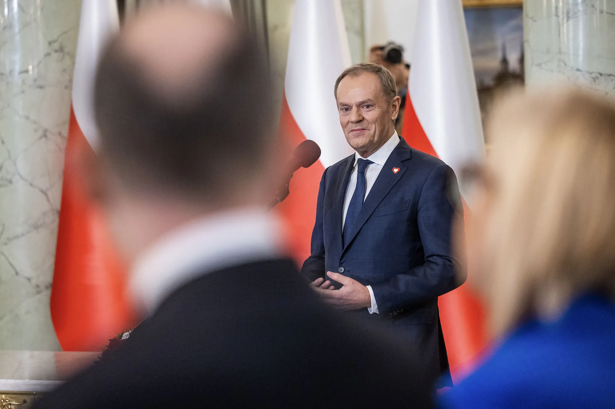 Donald Tusk during a formal swearing-in ceremony at the Presidential Palace in Warsaw, on Dec. 13.
