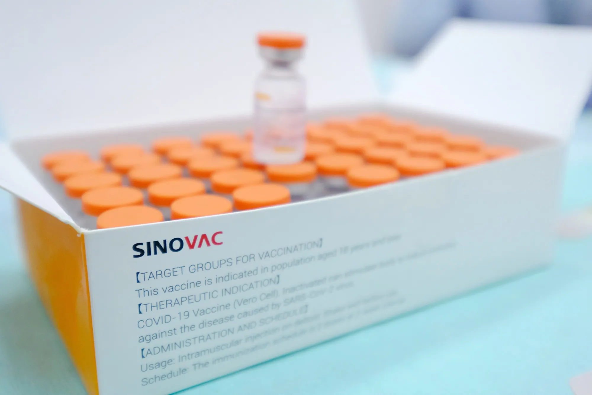 Vials of the Sinovec Covid-19 vaccine.