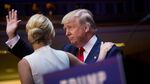 Donald Trump is greeted by his daughter Ivanka Trump while announcing he will seek the 2016 Republican presidential nomination at Trump Tower in New York on June 16, 2015.
