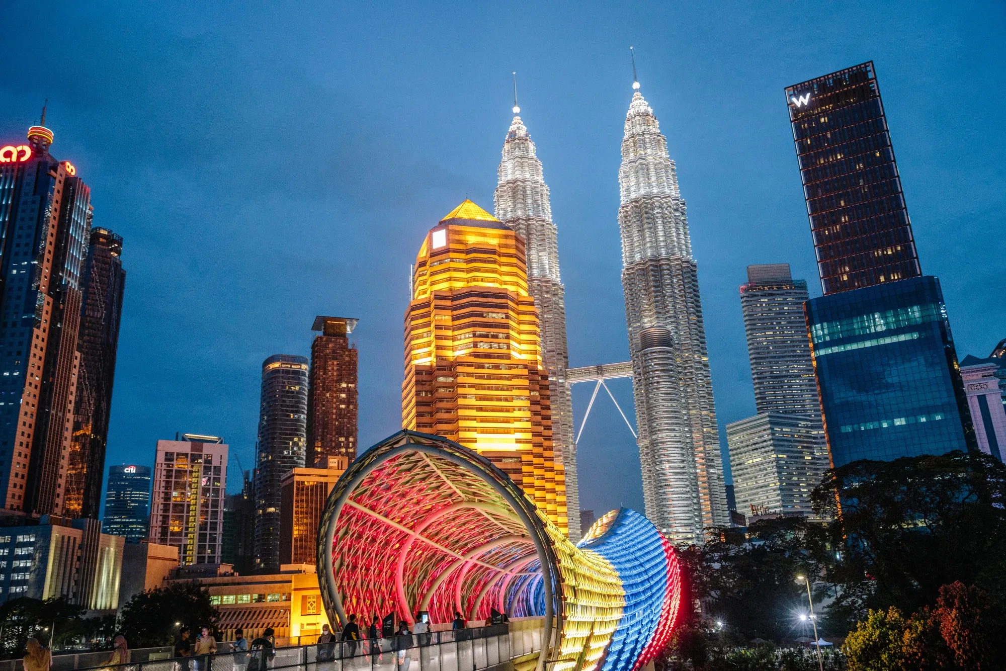 Office buildings in the business district at night in Kuala Lumpur, Malaysia in February&nbsp;2022.&nbsp;