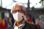 Christine Lagarde, president of the European Central Bank (ECB), speaks to journalists as she arrives at a European Leaders (EU) summit in Brussels, Belgium, on Friday, June 25, 2021. EU leaders agreed that vaccinations should be sped up, and that the blocs internal and external borders should be opened up cautiously and in a coordinated way.