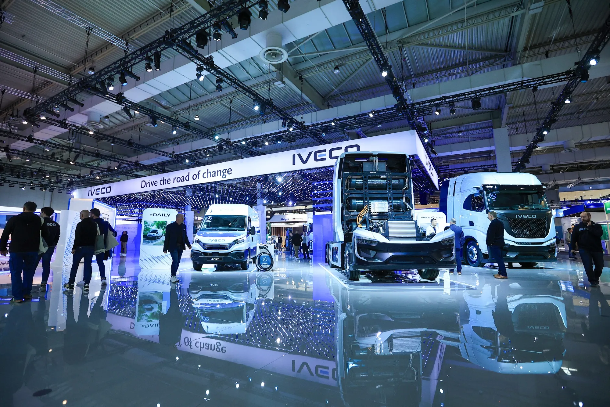 The Iveco Group NV booth at the IAA Transportation fair in Hannover, Germany, in 2024.
