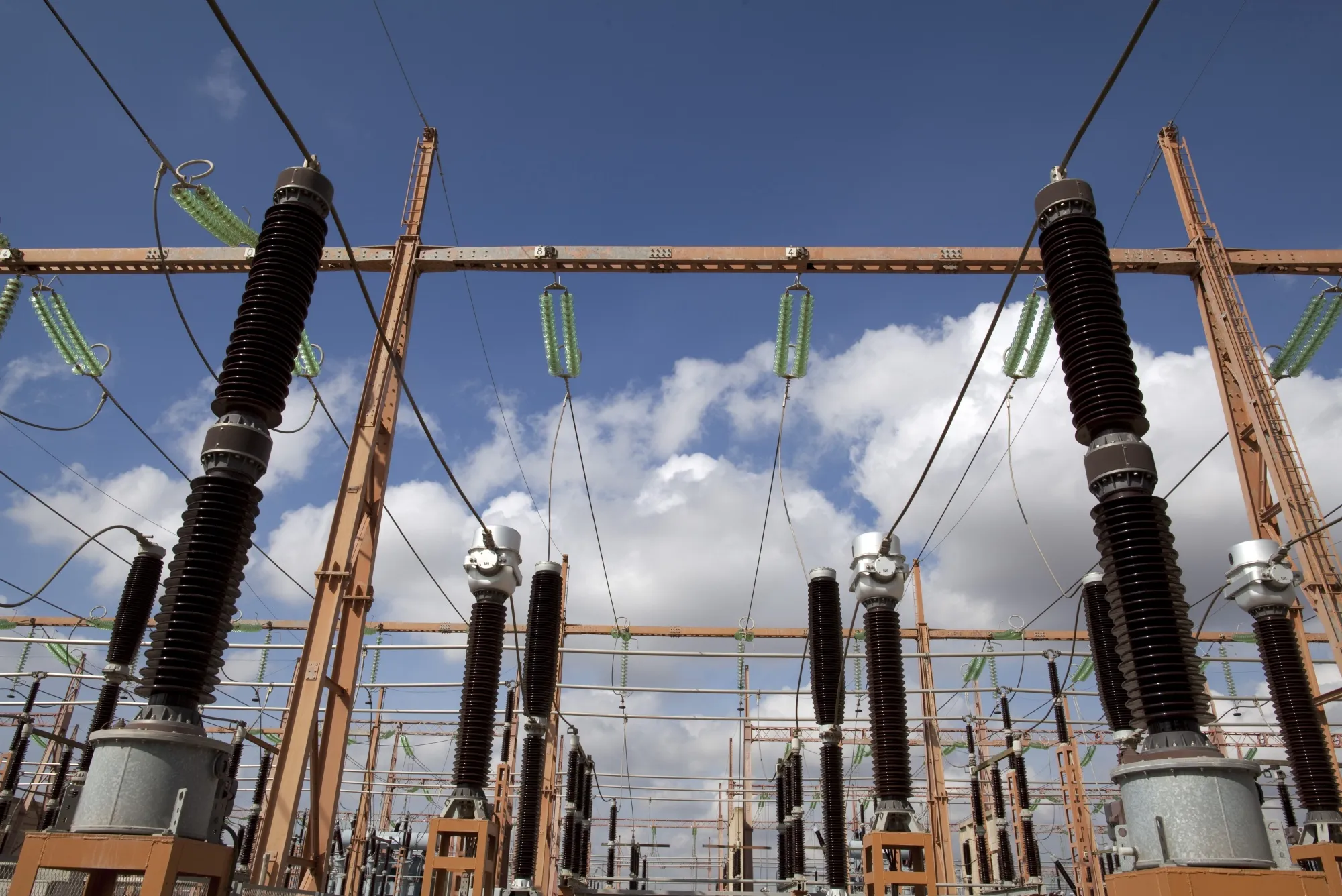 An electric power transformation substation near Tangier, Morocco.