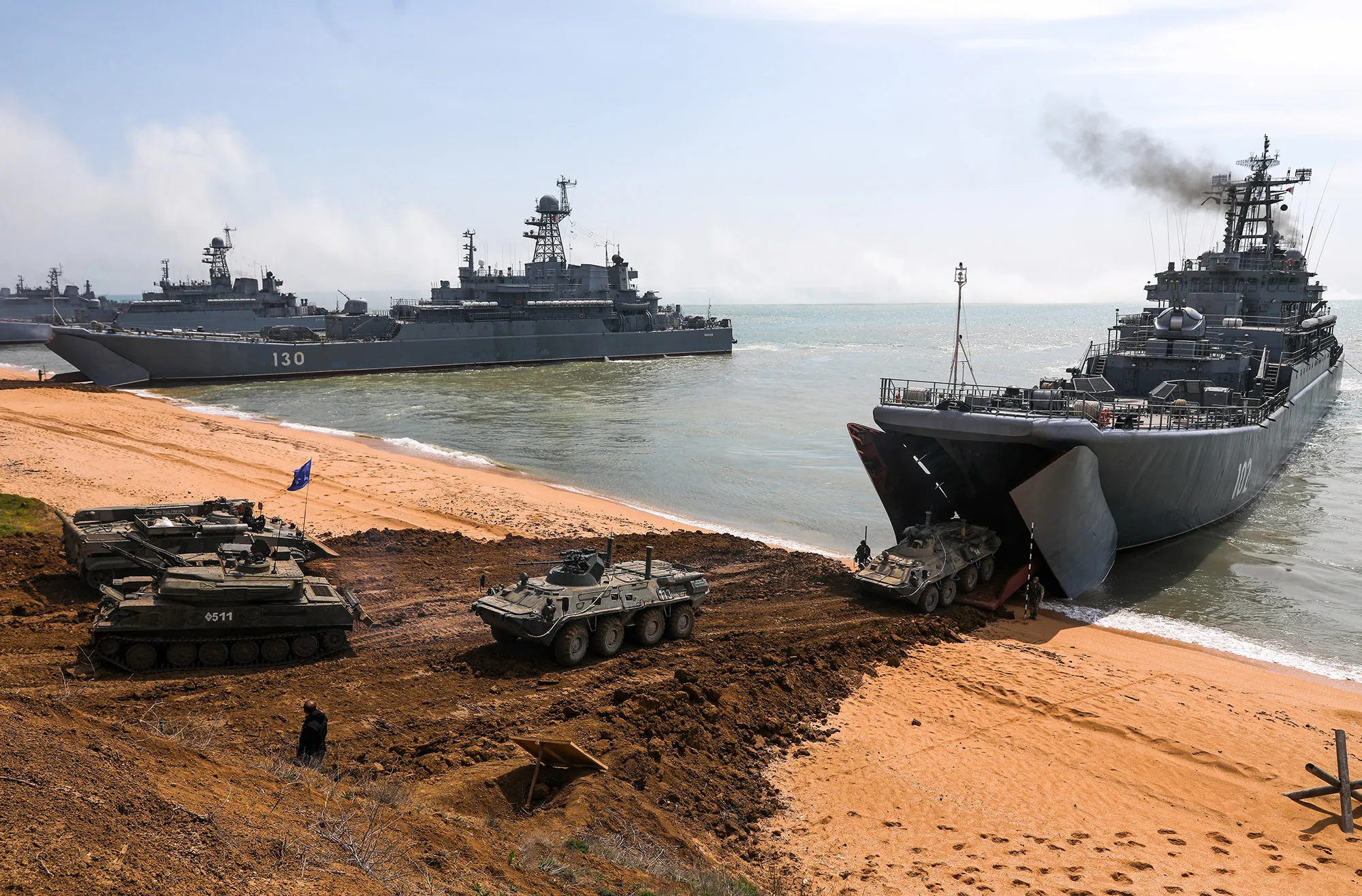 Russian Navy Black Sea Fleet warships&nbsp;during an exercise.