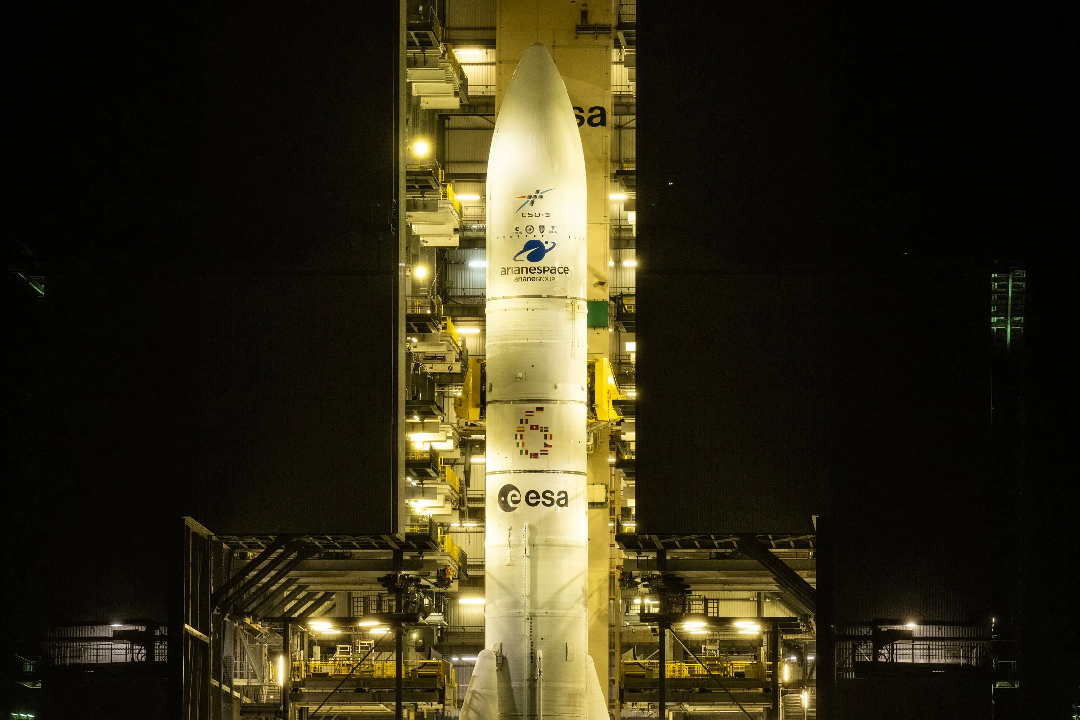 An ESA satellite launcher rocket.