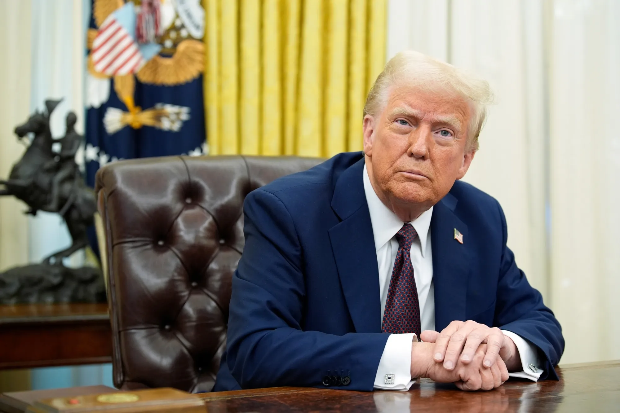 President Donald Trump in the Oval Office of the White House in Washington, DC,&nbsp;on&nbsp;Jan. 23.