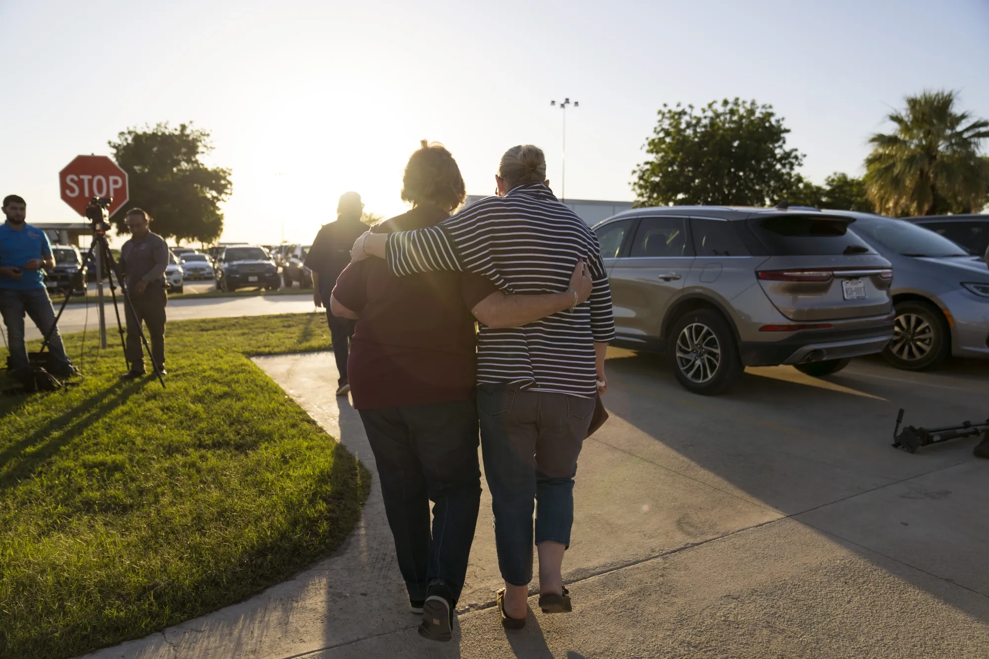 Residents attend a vigil for victims of the Robb Elementary School shooting in Uvalde, Texas, on May 25.