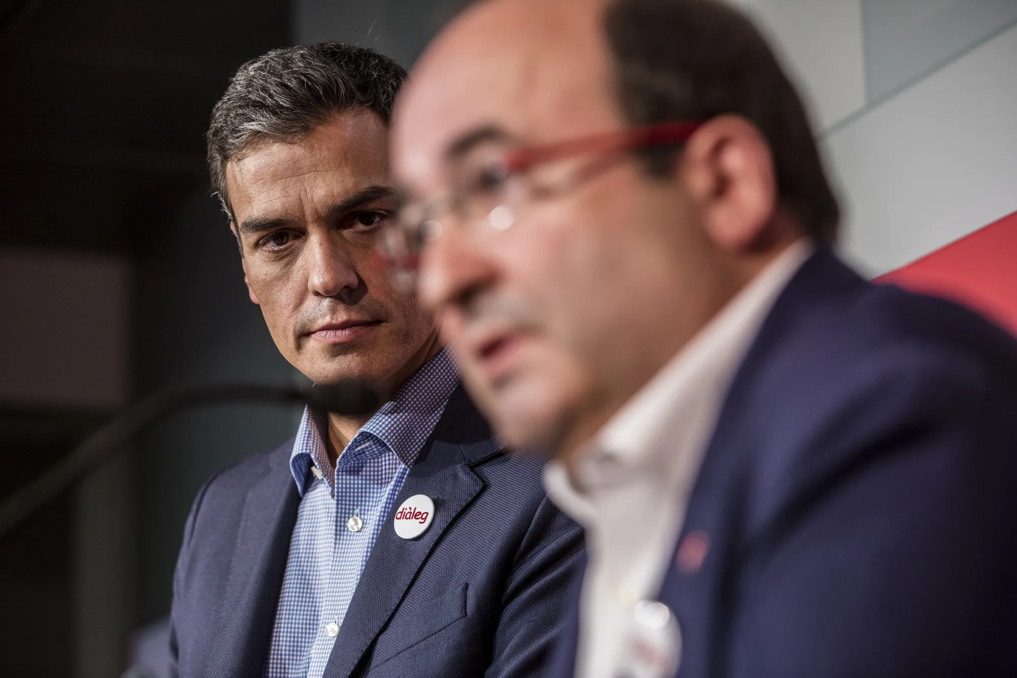 Pedro Sanchez, left, and  Miquel Iceta.