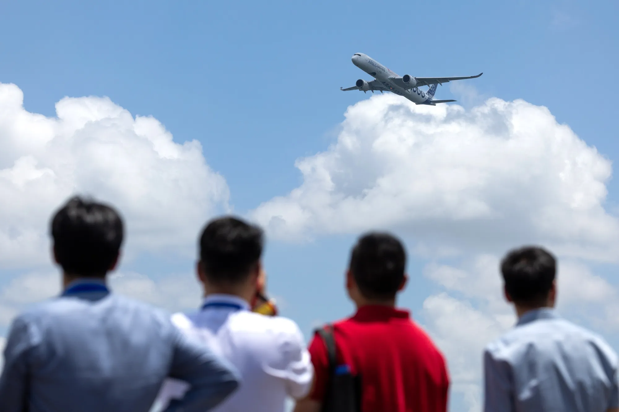 An Airbus SE A350-1000 aircraft during a flying display at the Singapore Airshow in Singapore in Feb.
