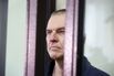 Andrzej Poczobut appears in court in Grodno, Belarus, in 2023.