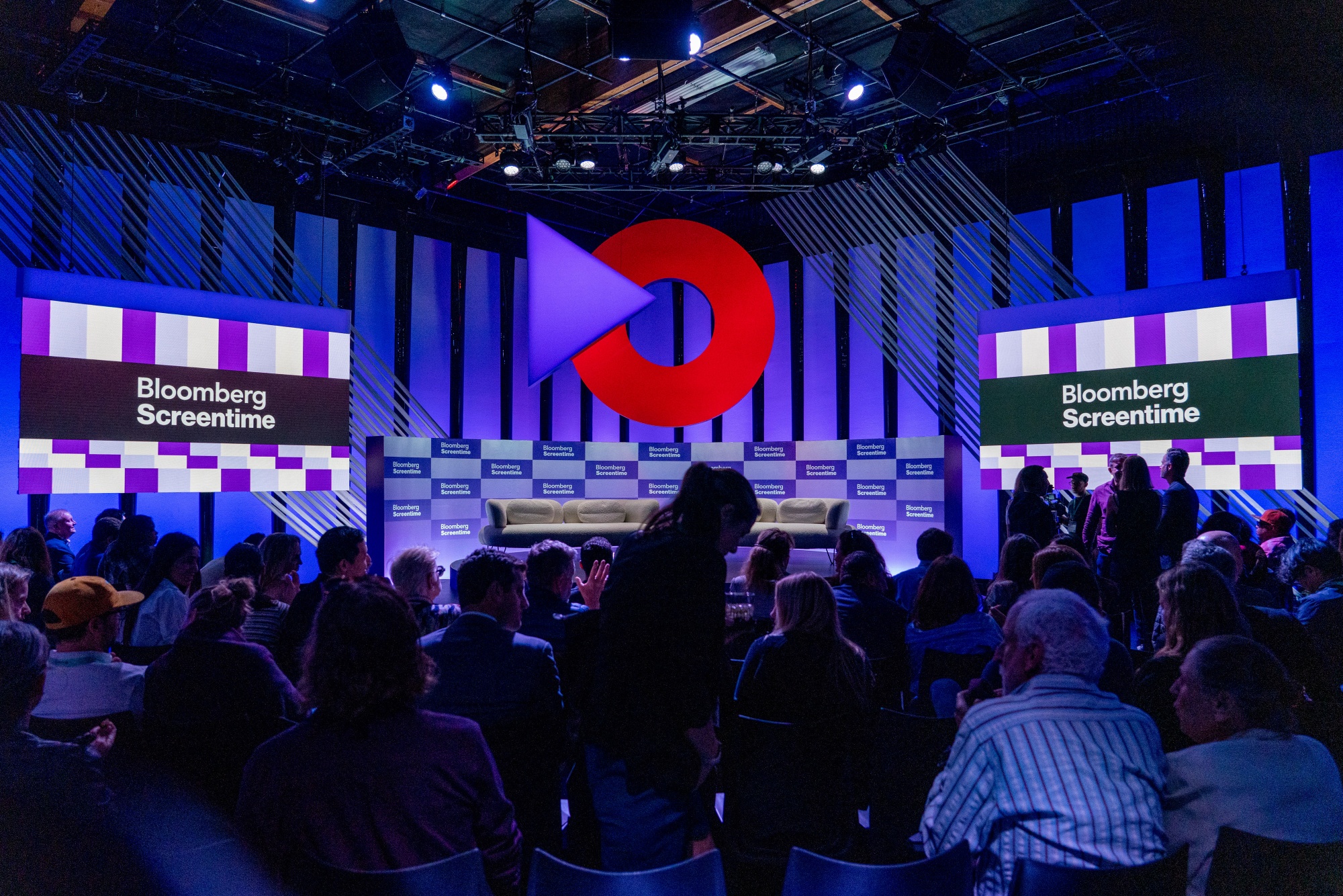 Signage during the Bloomberg Screentime event in Los Angeles.
