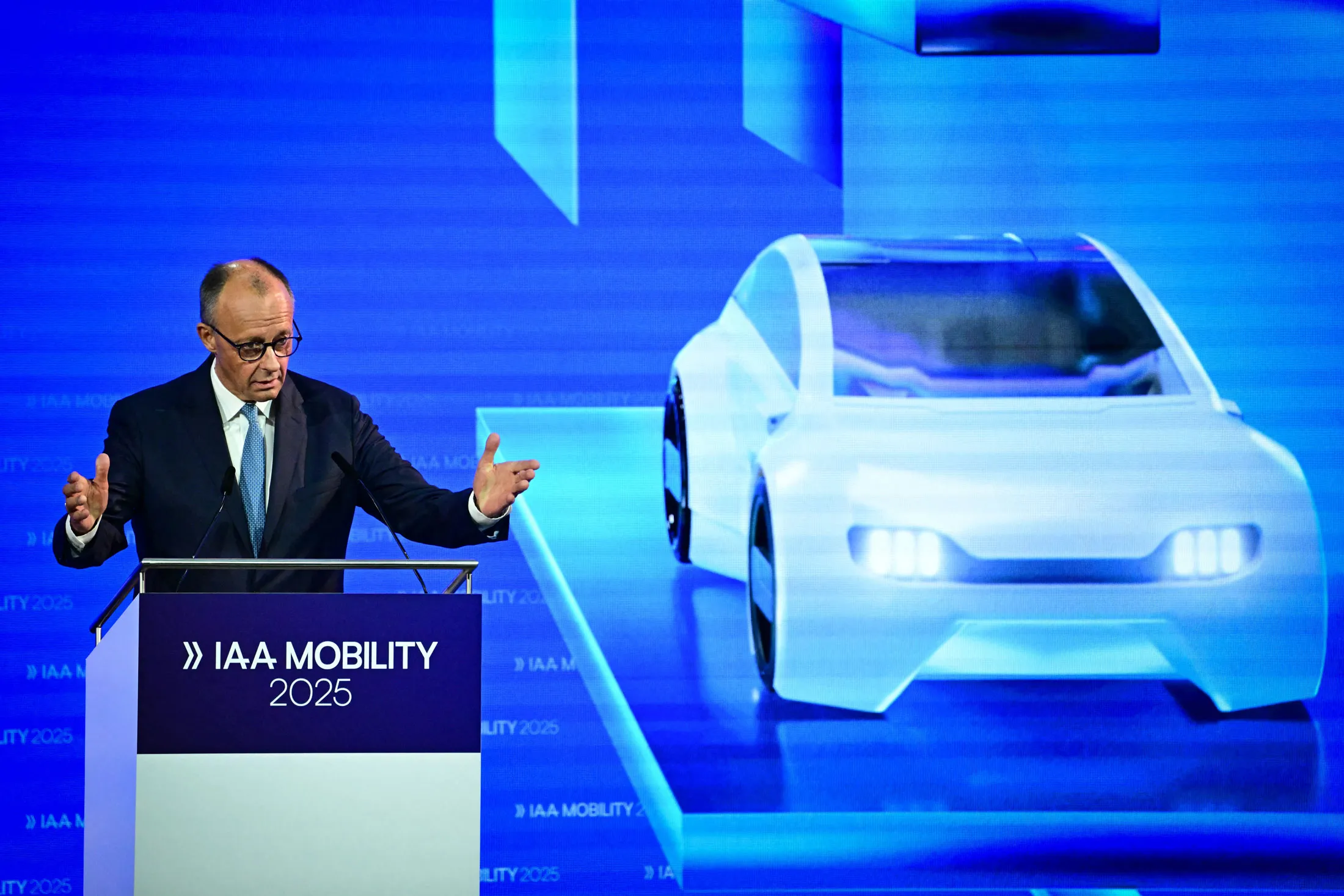 Friedrich Merz opens the Munich auto show on Sept. 9.