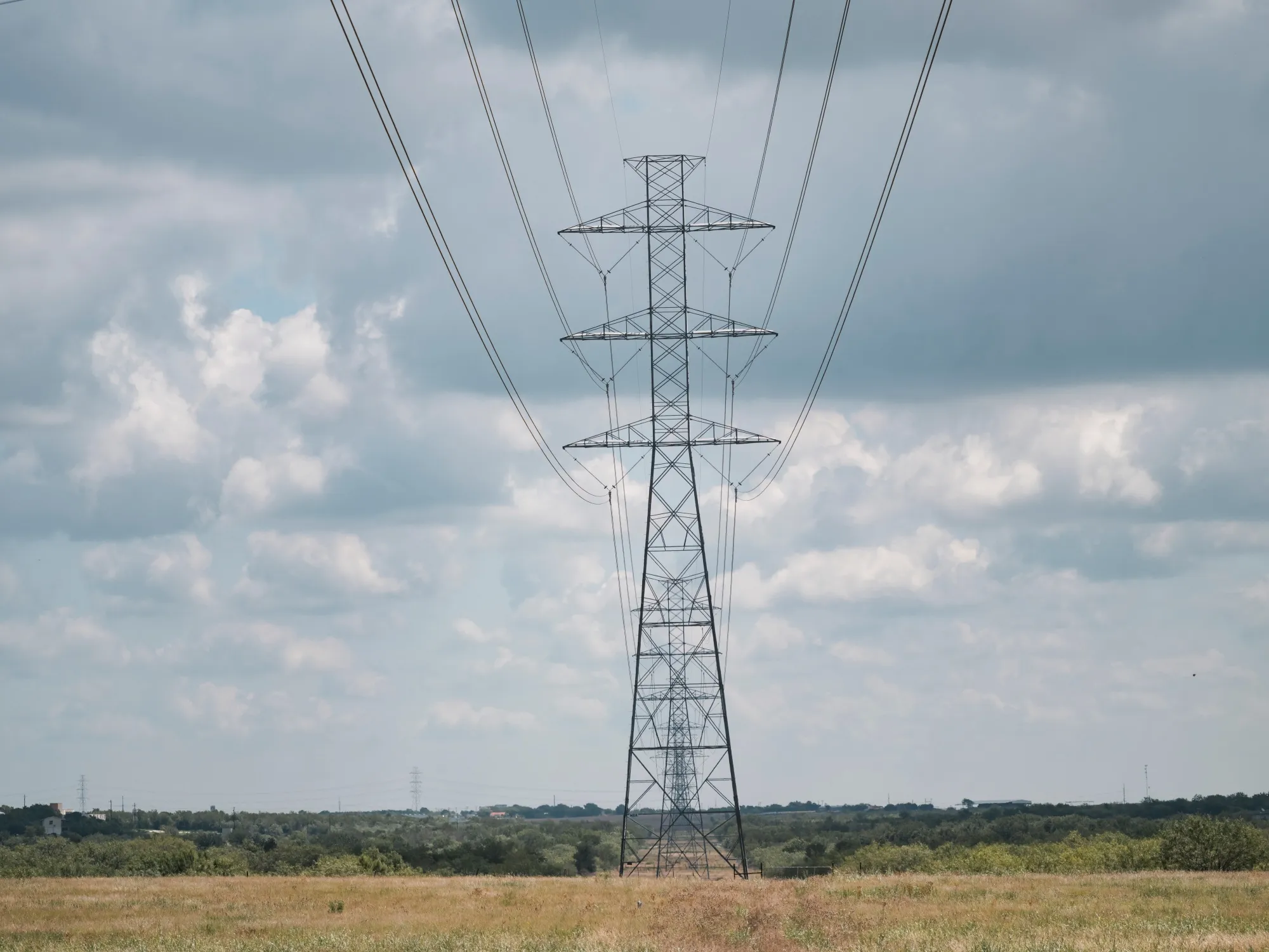 Power transmission lines near Austin, Texas.
