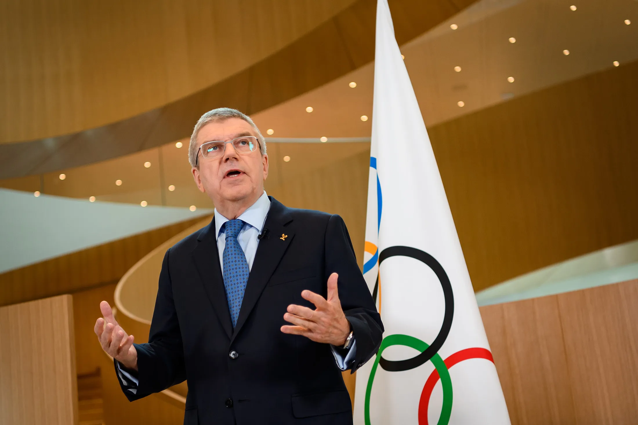 Thomas Bach  at the IOC headquarters in Lausanne on March 3.